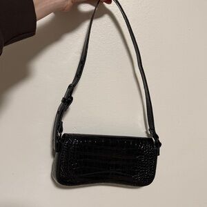Forever 21 Black Crocodile-Pattern Shoulder Bag